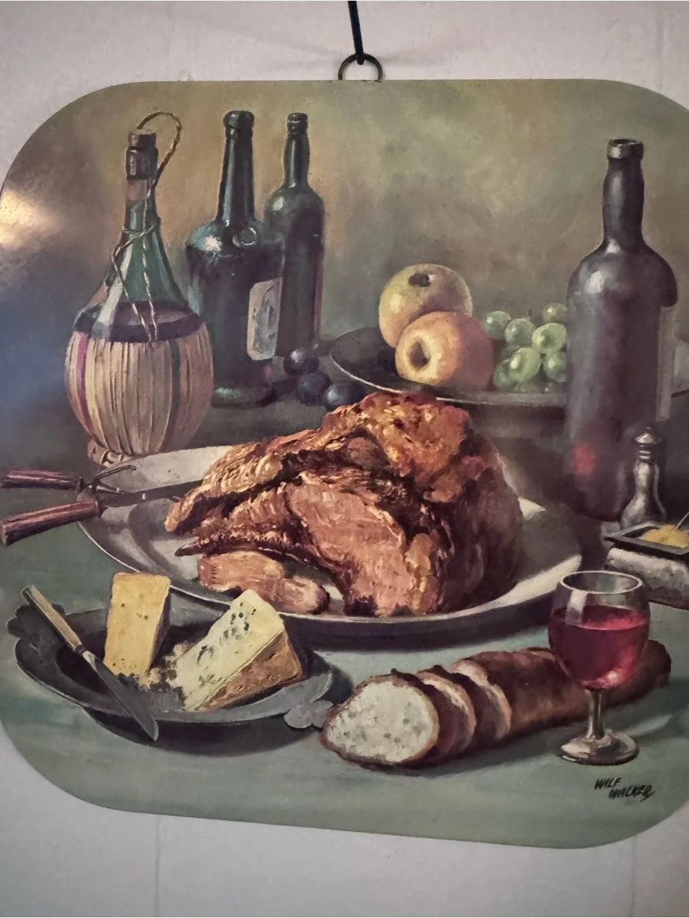 Vintage 1960’s Worcester Ware Tin Wall Plaques Feature Still Life Oil Paintings